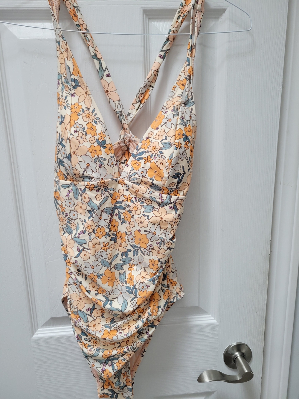 Cupshe Floral One-Piece Swimsuit in Peach, Yellow & Blue